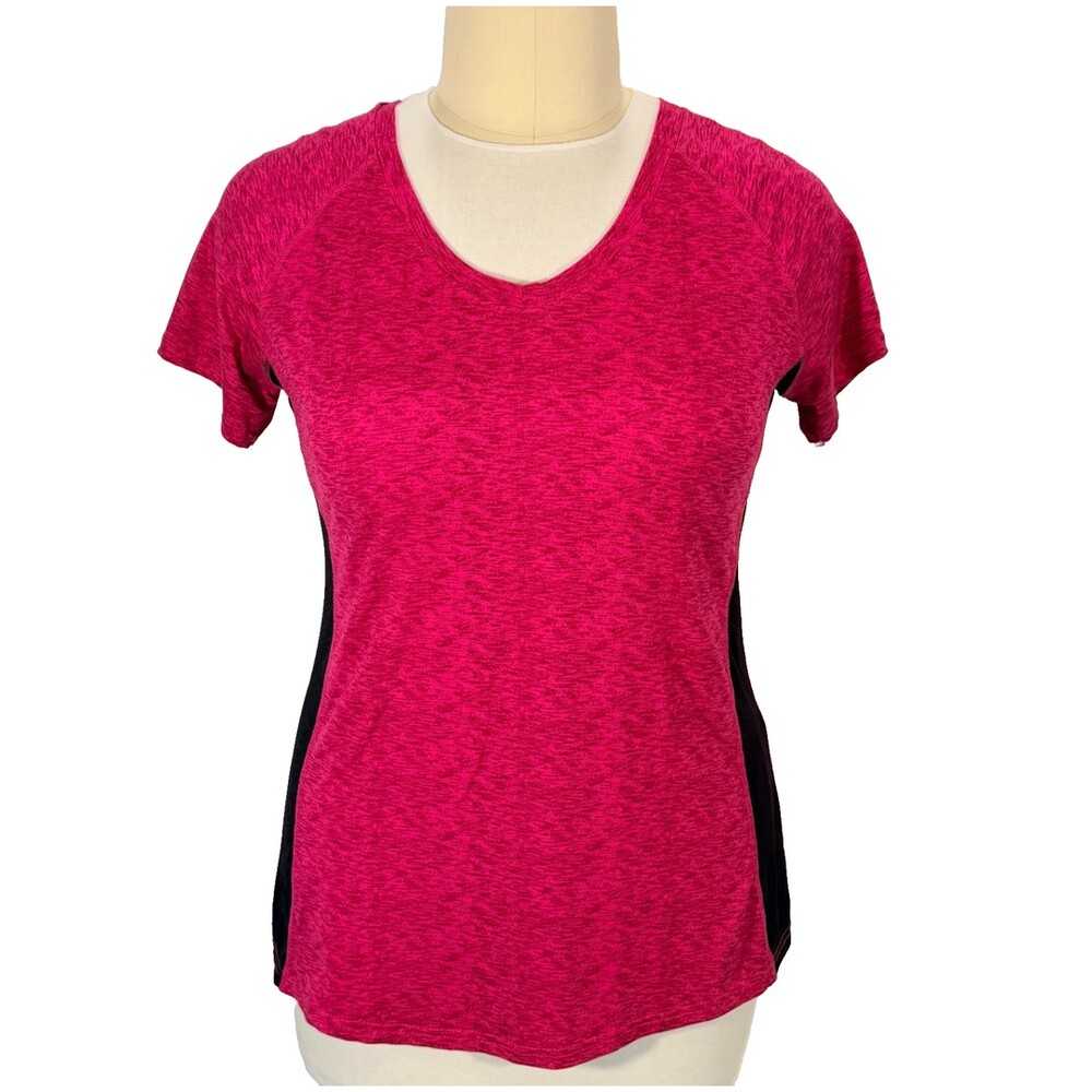 Game Time Athletic Tee Shirt Women's 2X Fuschia Pink Space Dye Black Side